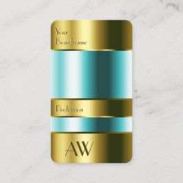 Tarjeta De Visita Letras 3D de oro y líquidos Verde azulados de vidr