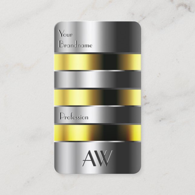 Tarjeta De Visita Letras 3D Faux de aluminio plateado Can Yellow Flu (Anverso)