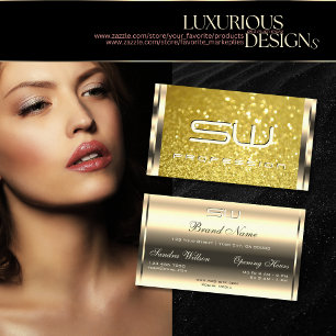 Tarjeta De Visita Letras 3D Purpurina de oro de lujo en horario de a