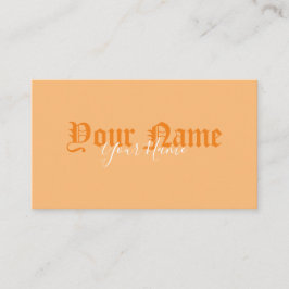 Tarjeta De Visita Letras antiguas naranjas simplemente elegantes