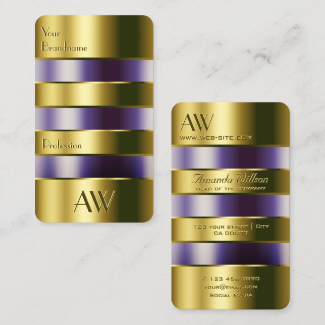 Tarjeta De Visita Letras de grabado de imitación de líquidos morados (Anverso / Reverso)