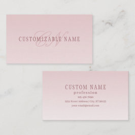 Tarjeta De Visita Letras Elegantes y Monograma | Rosa Ombre