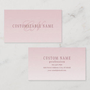Tarjeta De Visita Letras Elegantes y Monograma Rosa Ombre