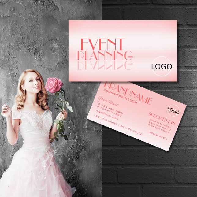Tarjeta De Visita Letras Espejo Espejo con Estilo Rosa Rosa con logo (Subido por el creador)
