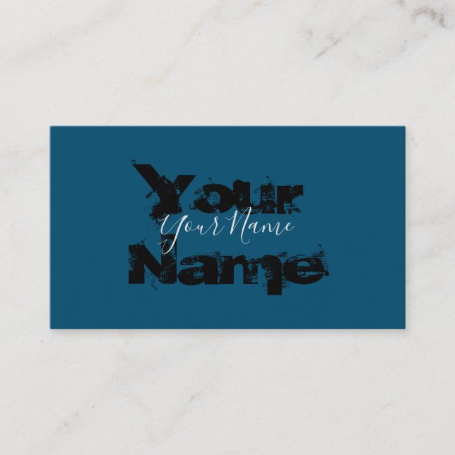 Tarjeta De Visita Letras vagabundas de color azul y gris sencillamen (Anverso)