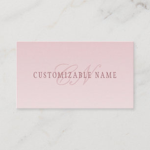 Tarjeta De Visita Letras y monograma elegantes   Rosa Ombre