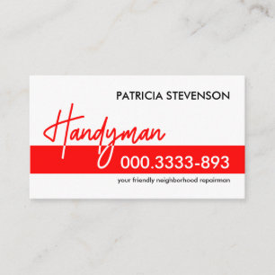 Tarjeta De Visita Letrero Creativo de Mano de Obra Roja Edificio