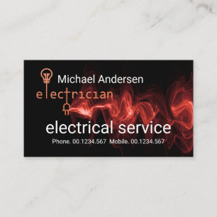 Tarjeta De Visita Letrero de electricista de tapón de bombilla rojo 