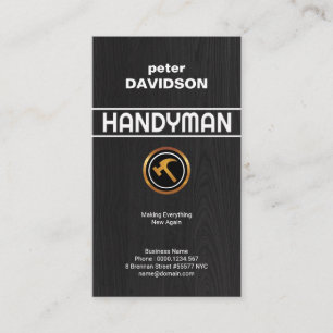 Tarjeta De Visita Letrero de mano de granos de madera negra creativo