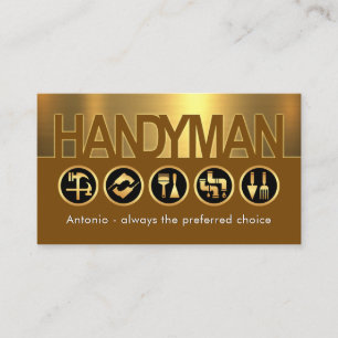 Tarjeta De Visita Letrero de Mano de Obra Creativa sobre Capa de Oro