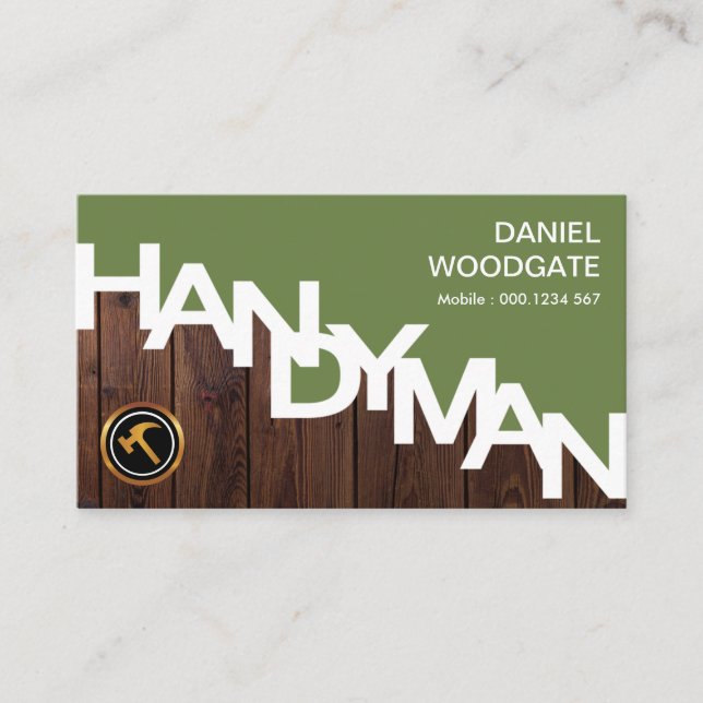 Tarjeta De Visita Letrero Handyman Signage Fine Wood Grain Timence F (Anverso)
