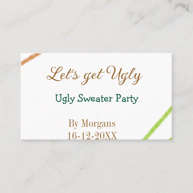 Tarjeta De Visita Let's get ugly Christmas ugly sweater Partyorange  (Anverso)