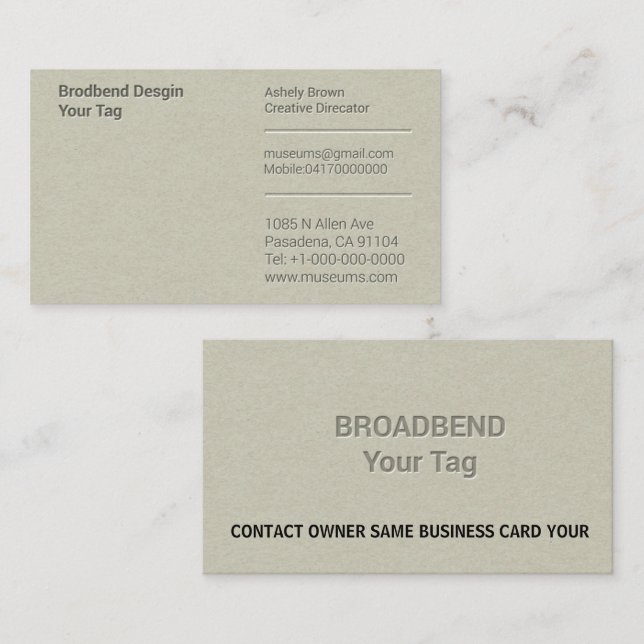 Tarjeta De Visita Letterpress Simple Business Man Company (Anverso / Reverso)