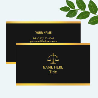Tarjeta De Visita Ley de oro y negro chic