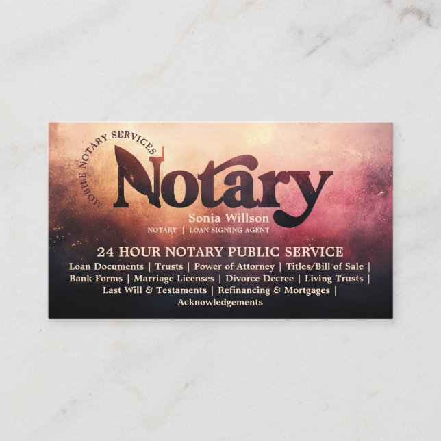 Tarjeta De Visita Ley del agente de firma de préstamos notariales mó (Anverso)