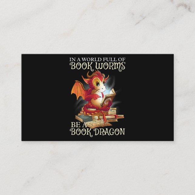 Tarjeta De Visita Leyendo el libro de la biblioteca Lover Dragon Boo (Anverso)