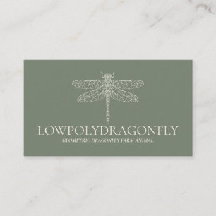 Tarjeta De Visita Libélula baja en polígonos de animal salvia verde