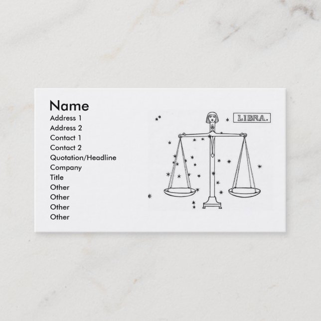 Tarjeta de visita Libra (Anverso)