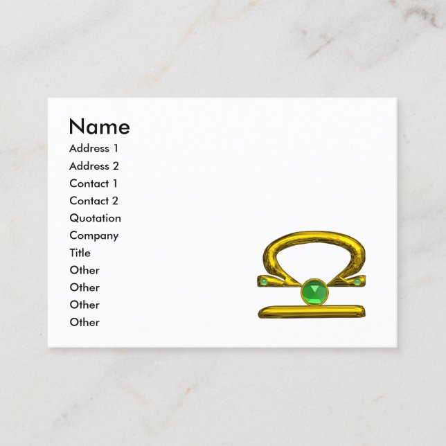 Tarjeta De Visita LIBRA GOLD ZODIAC JEWEL Green Emerald (Anverso)