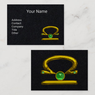 Tarjeta De Visita LIBRA GOLD ZODIAC JEWEL, verde esmeralda negro