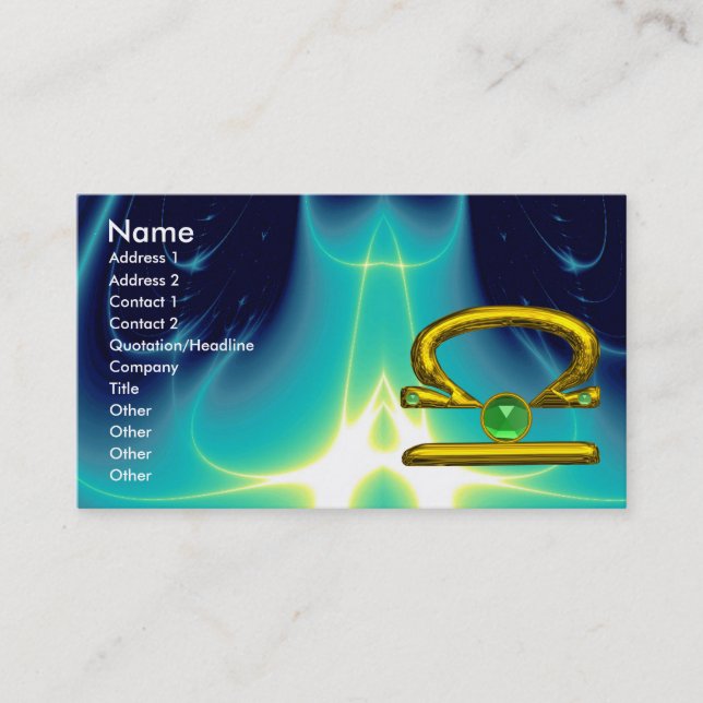 Tarjeta De Visita LIBRA , verde negro brillante esmeralda (Anverso)