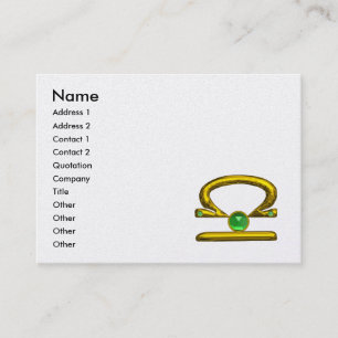 Tarjeta De Visita LIBRA ZODIAC JEWEL Gold Green Emerald Pearl