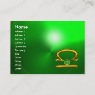 Tarjeta De Visita LIBRA ZODIAC JEWEL Green Emerald & Gold