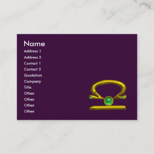 Tarjeta De Visita LIBRA ZODIAC JEWEL Green Emerald & Gold Purple