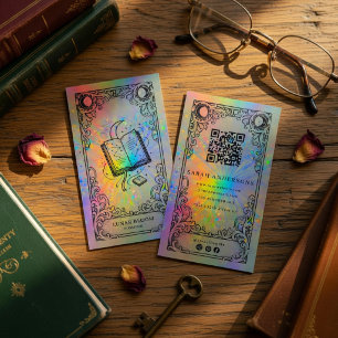 Tarjeta De Visita Librería Libro Celestial Holográfico Marca