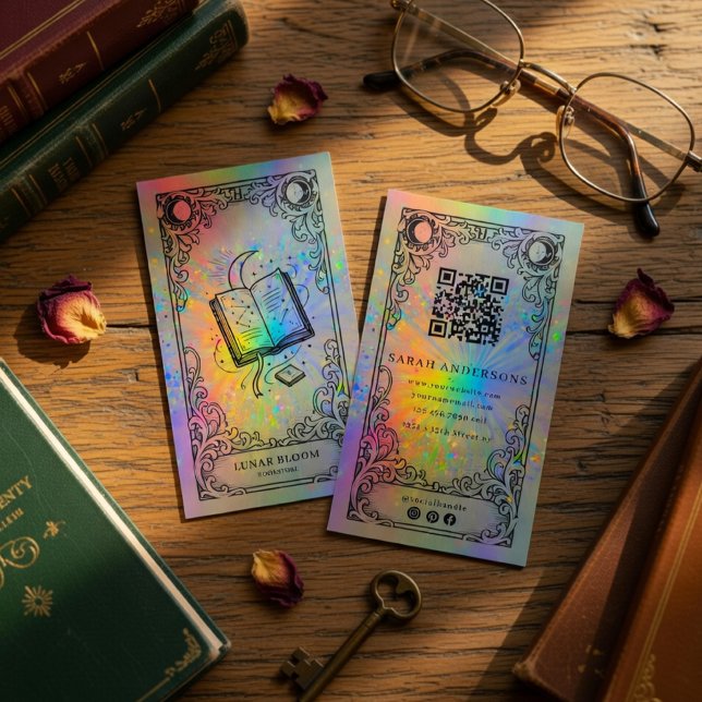 Tarjeta De Visita Librería Libro Celestial Holográfico Marca (Subido por el creador)