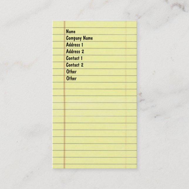 Tarjeta De Visita Libreta legal (Anverso)