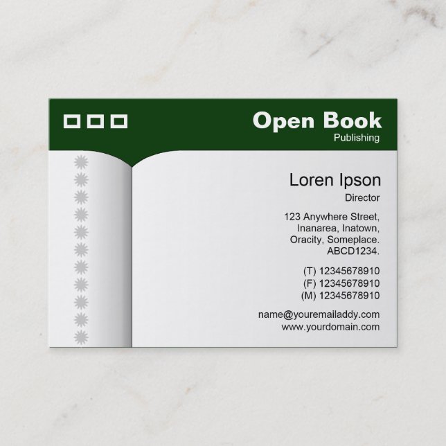 Tarjeta De Visita Libro abierto - Verde oscuro 003300 (Anverso)