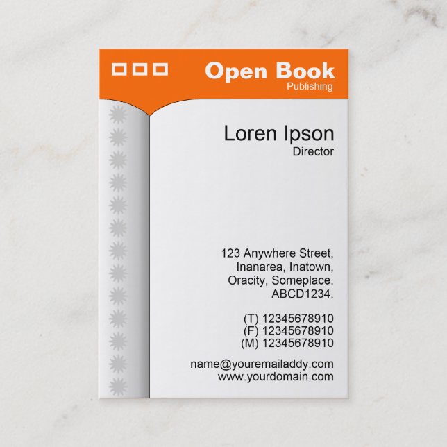 Tarjeta De Visita Libro abierto (vertical) - Naranja FF6600 (Anverso)