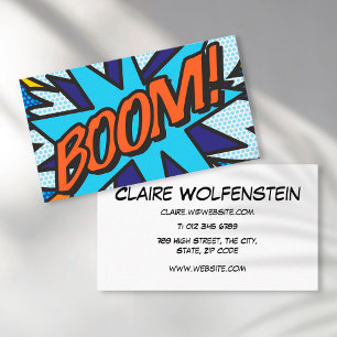 Tarjeta De Visita Libro de Cómic Divertido Moderno BOOM