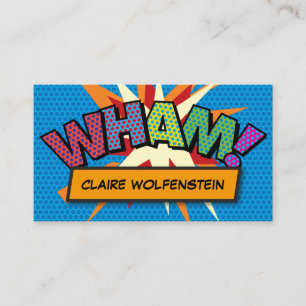 Tarjeta De Visita Libro de Cómic Retro Divertido WHAM
