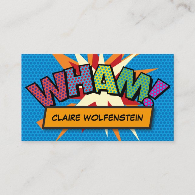 Tarjeta De Visita Libro de Cómic Retro Divertido WHAM (Anverso)