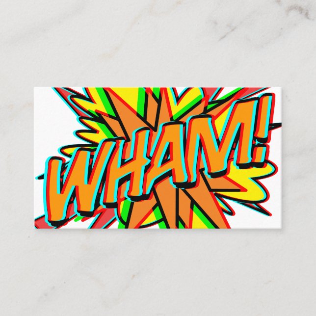 Tarjeta De Visita Libro de Cómic Retro Divertido WHAM 3D (Anverso)