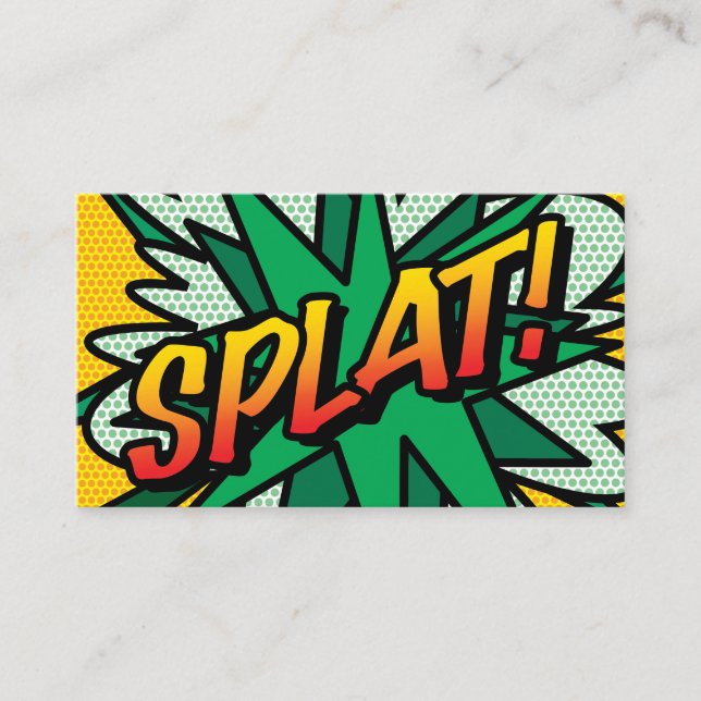 Tarjeta De Visita Libro de historietas retro de diversión SPLAT (Anverso)