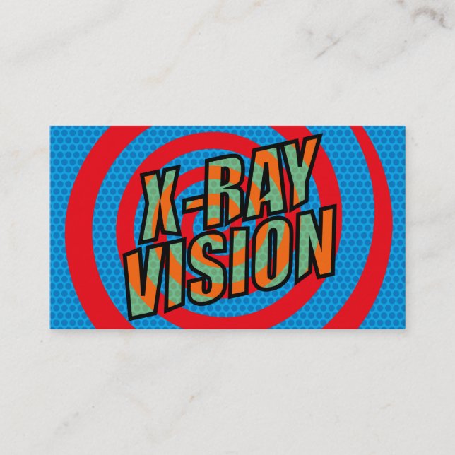 Tarjeta De Visita Libro de historietas retro de X-RAY VISION (Anverso)