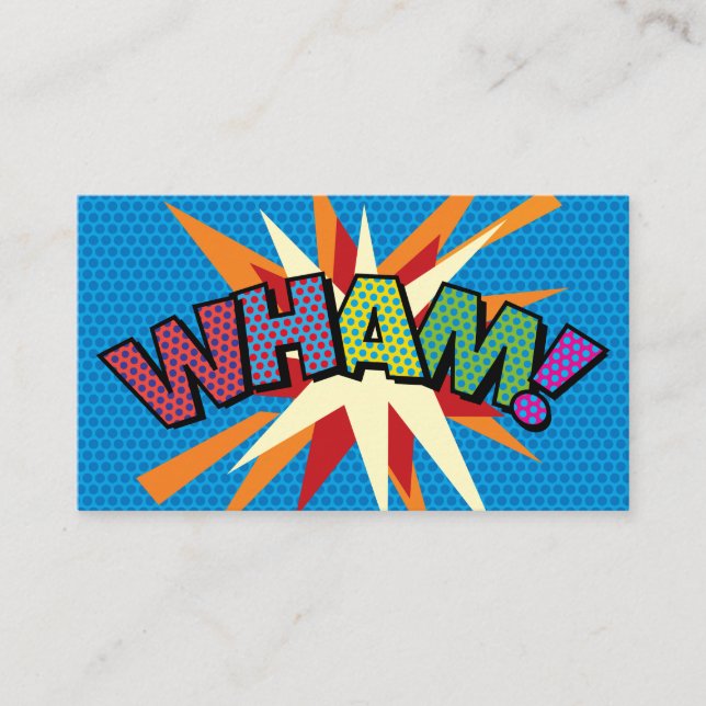 Tarjeta De Visita Libro de historietas WHAM Fun Retro (Anverso)