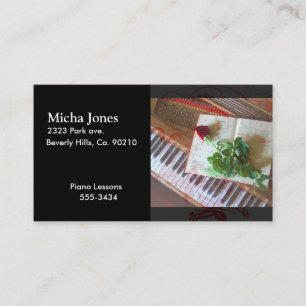 Tarjeta De Visita Libro de música floral subió en piano