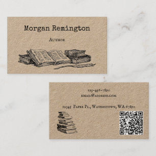 Tarjeta De Visita Libros antiguos y la bibliotecaria de escritora de