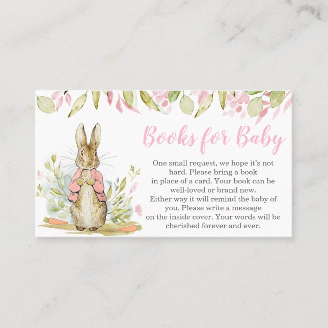 Tarjeta De Visita Libros Baby Shower de Peter Rabbit para bebé (Anverso)