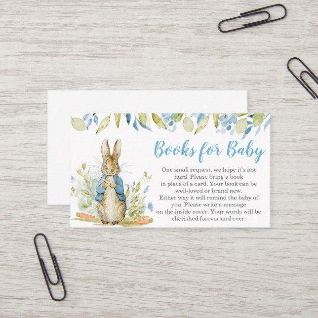Tarjeta De Visita Libros Baby Shower de Peter Rabbit para bebé (Anverso/Reverso In Situ)