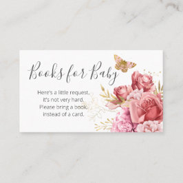 Tarjeta De Visita Libros Baby Shower sobre mariposa a petición de be