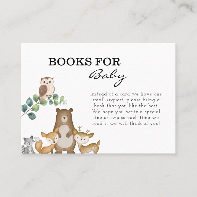 Tarjeta De Visita Libros De Animales De Woodland Para Bebés Insertar (Anverso)