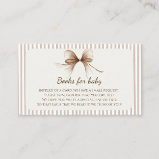 Tarjeta De Visita Libros de Arco Beige Neutro Para Bebé