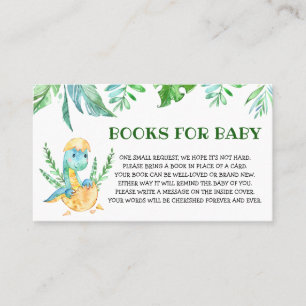 Tarjeta De Visita Libros de Baby Shower de dinosaurios verdes para b