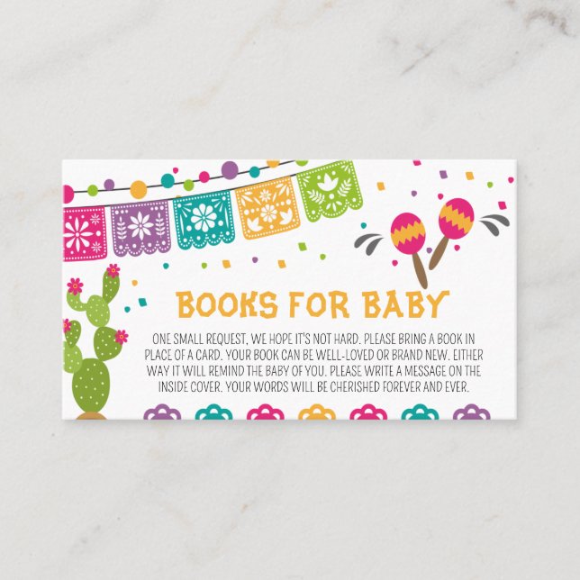 Tarjeta De Visita Libros de Baby Shower del Boho Fiesta en México pa (Anverso)