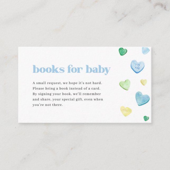 Tarjeta De Visita Libros de Baby Shower para bebés azules (Anverso)